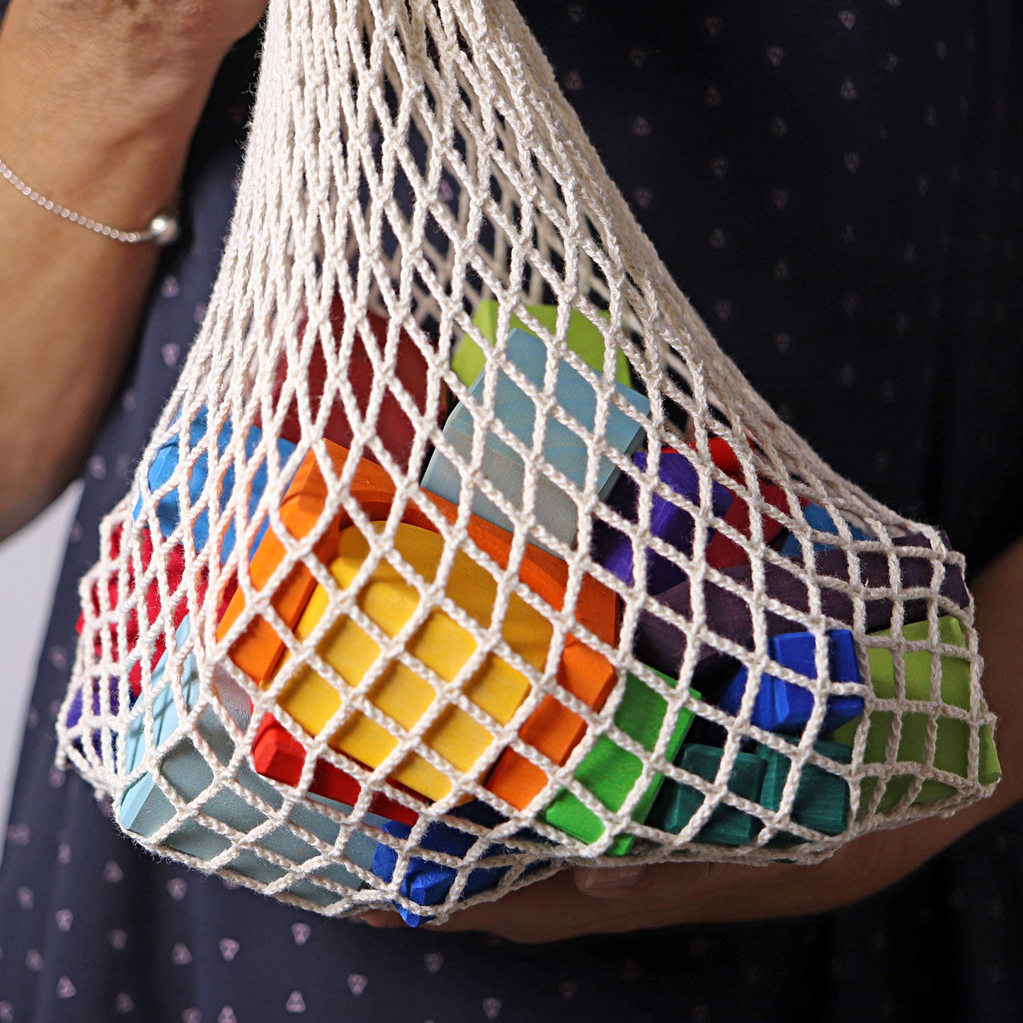 Grimm's 30 wooden colored geo blocks