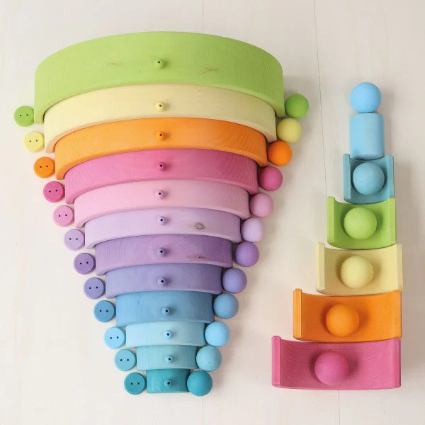 Grimm's 120 small wooden beads- Pastel