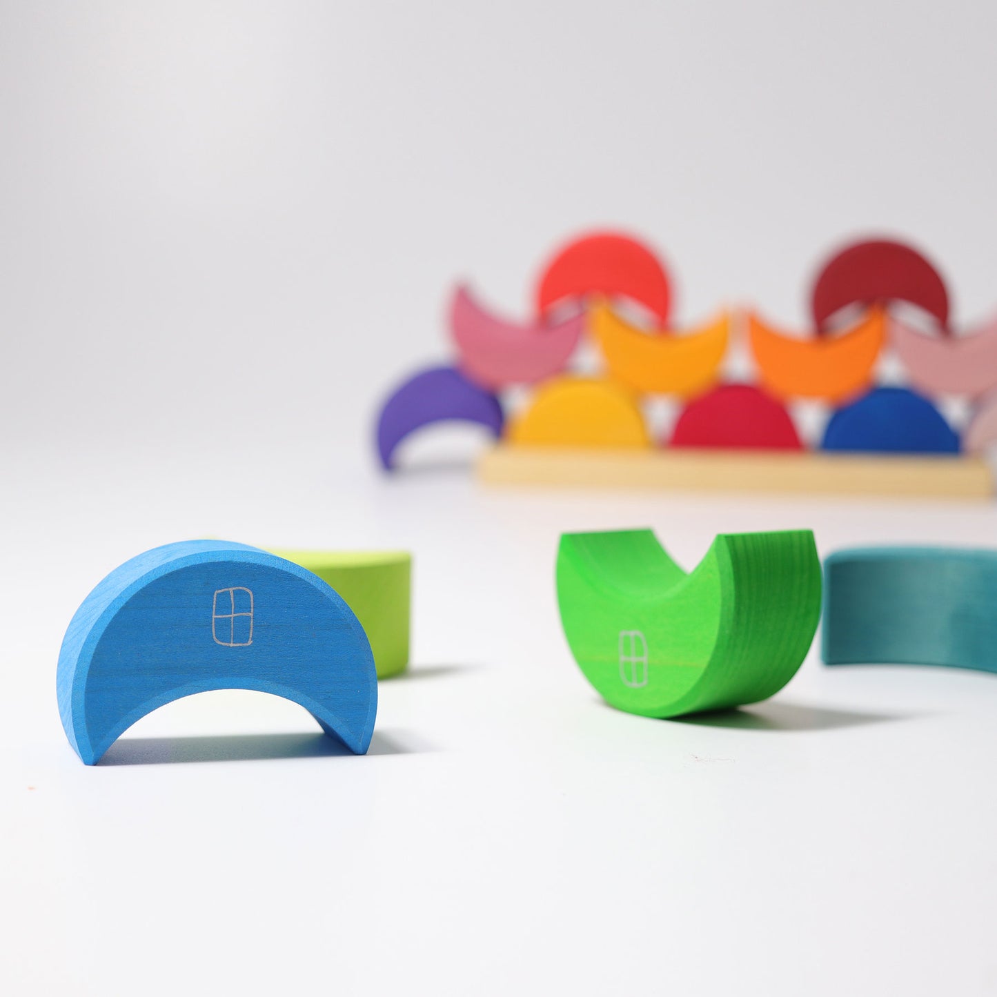 Grimm's wooden piling game moon houses