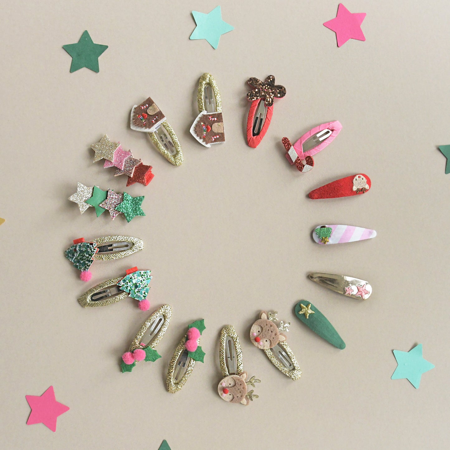 Christmas tree glitter hairclips