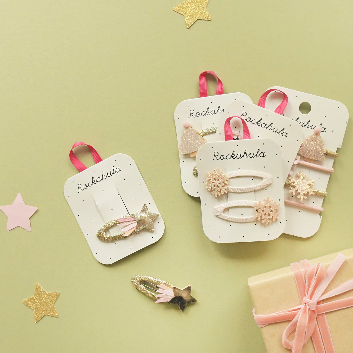 Frosted shimmer Christmas tree hair clips