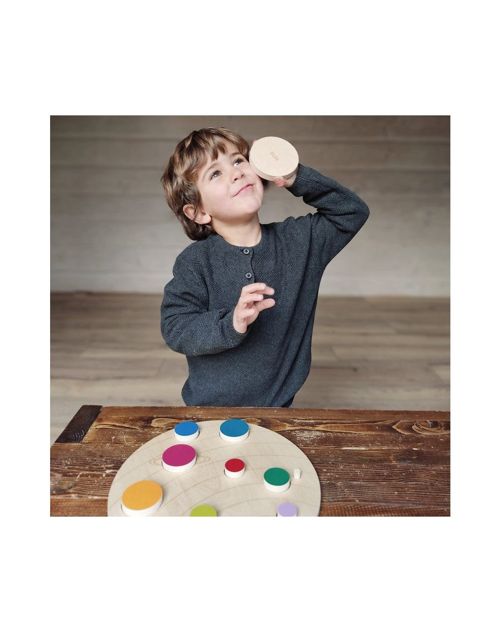 Wooden solar system puzzle