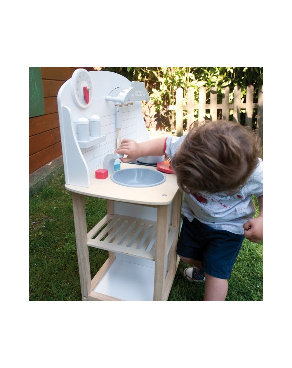 Wooden pretend play kids kitchen-Grey