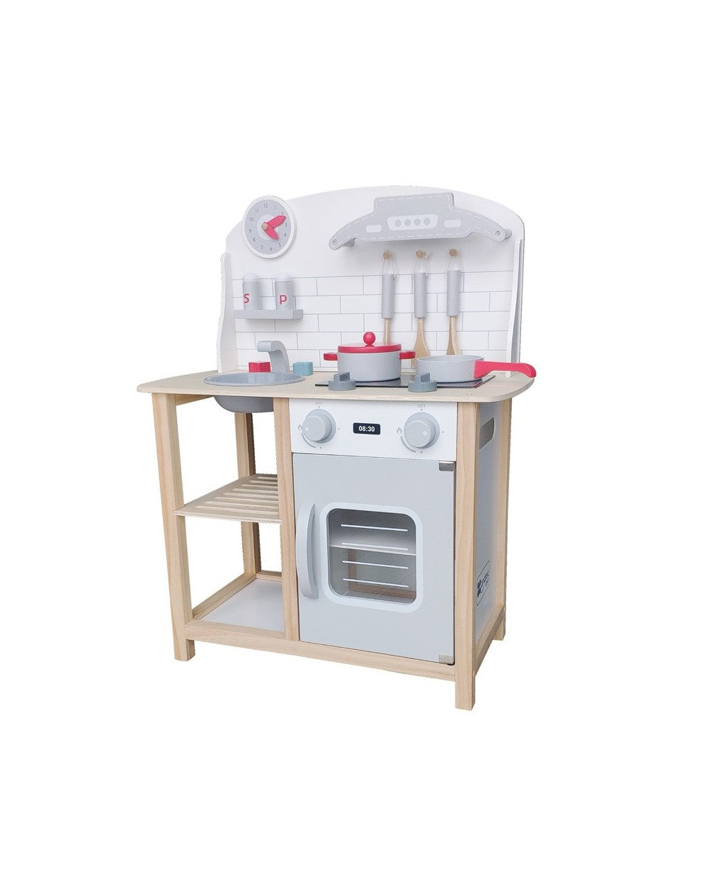 Wooden pretend play kids kitchen-Grey