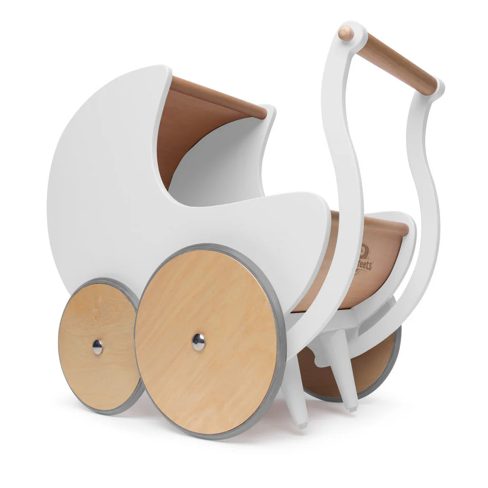 Wooden pram 2-in-1 walker toy- White