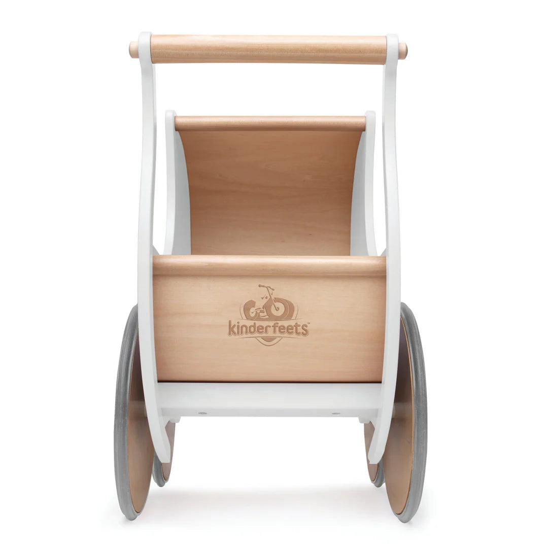Wooden pram 2-in-1 walker toy- White