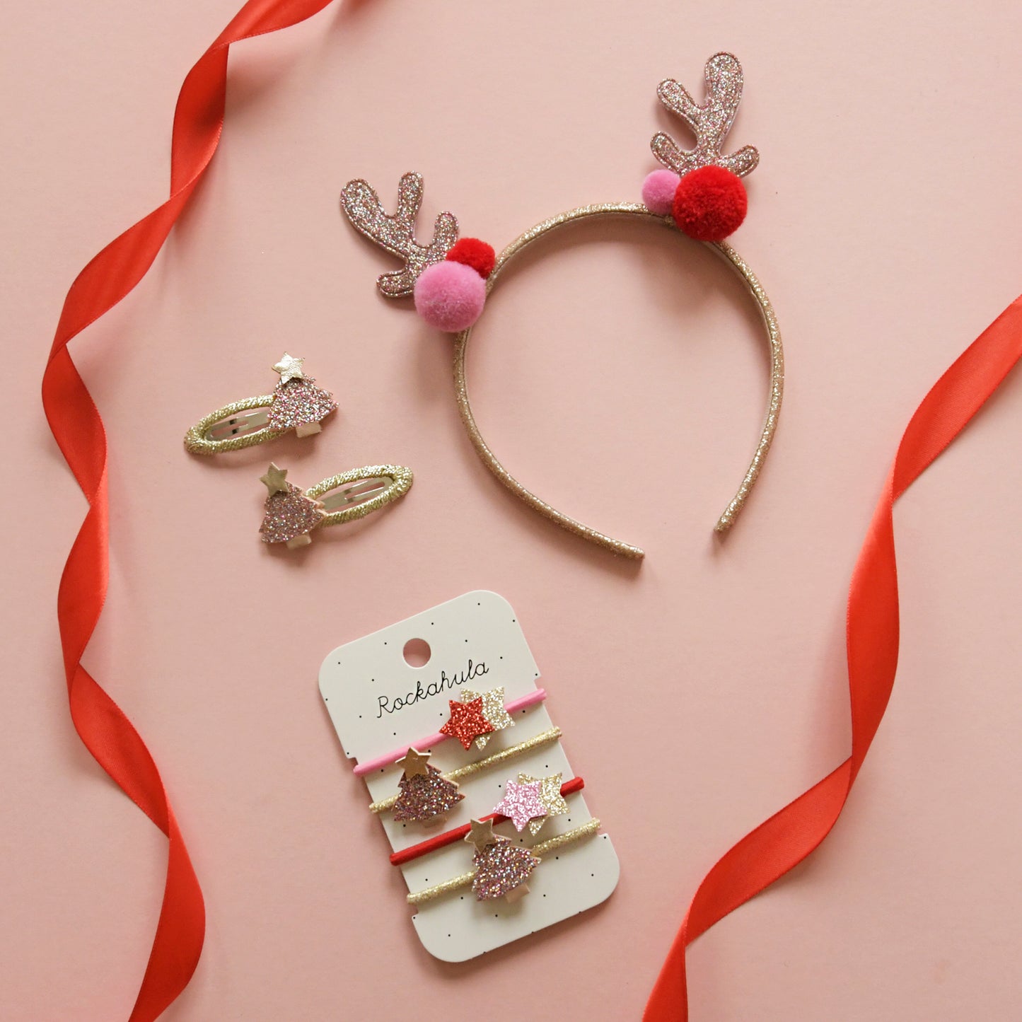 Jolly pom pom reindeer ears headband