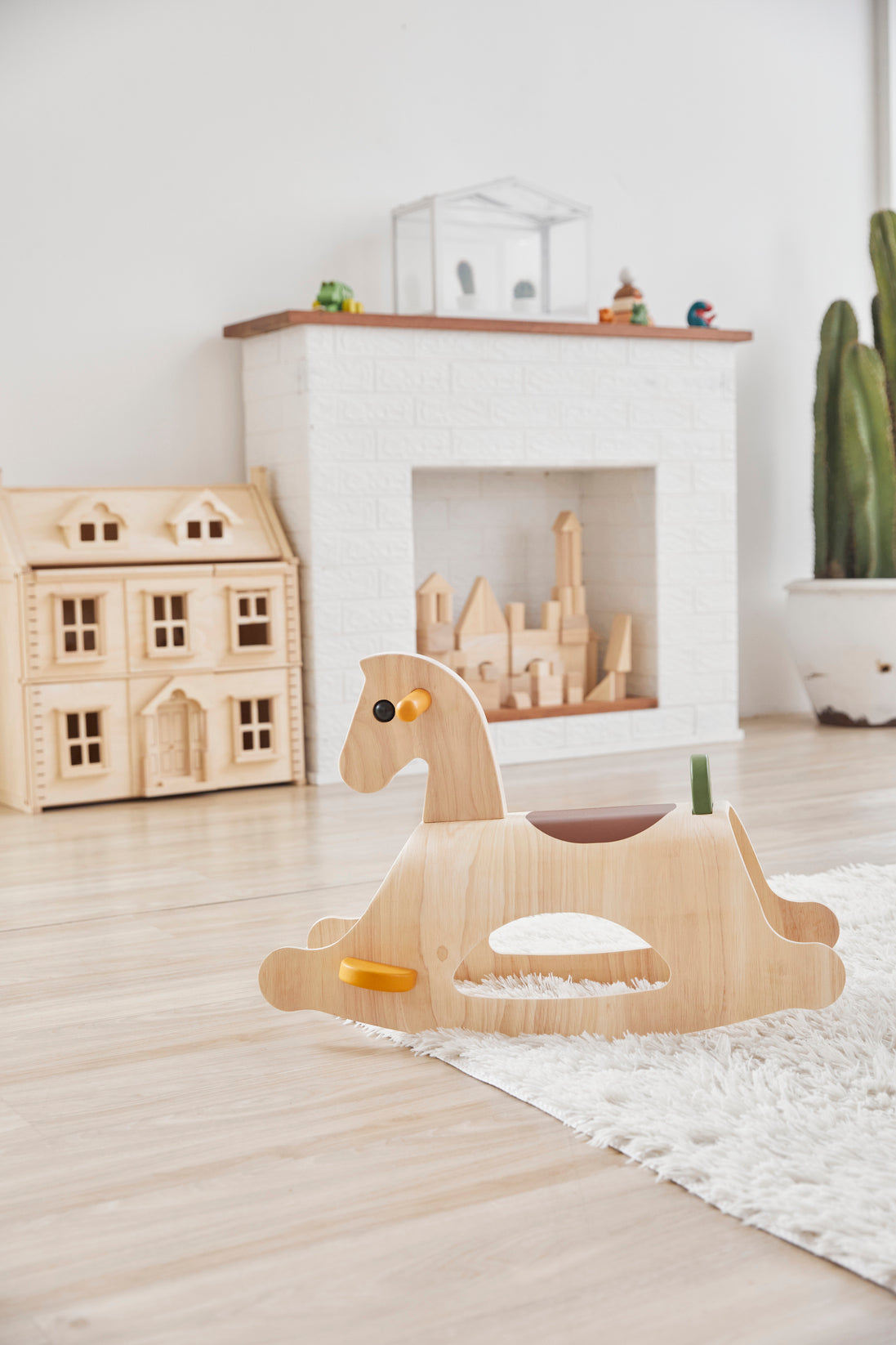 Palomino wooden kids rocking horse