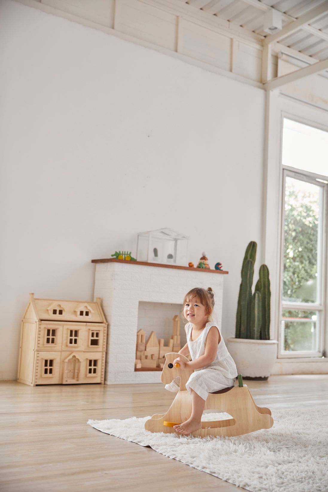 Palomino wooden kids rocking horse