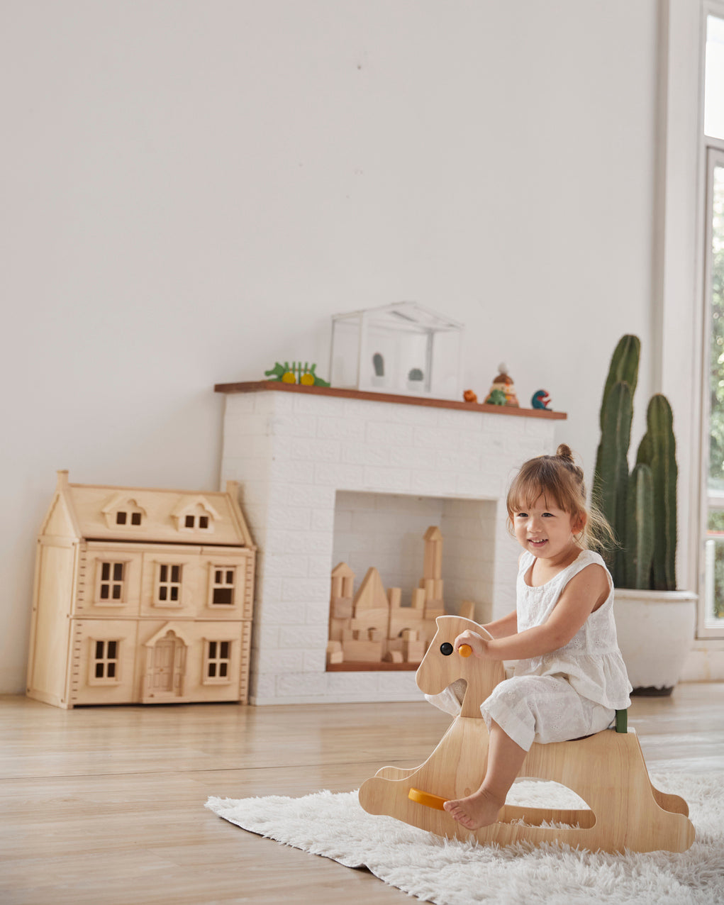 Palomino wooden kids rocking horse
