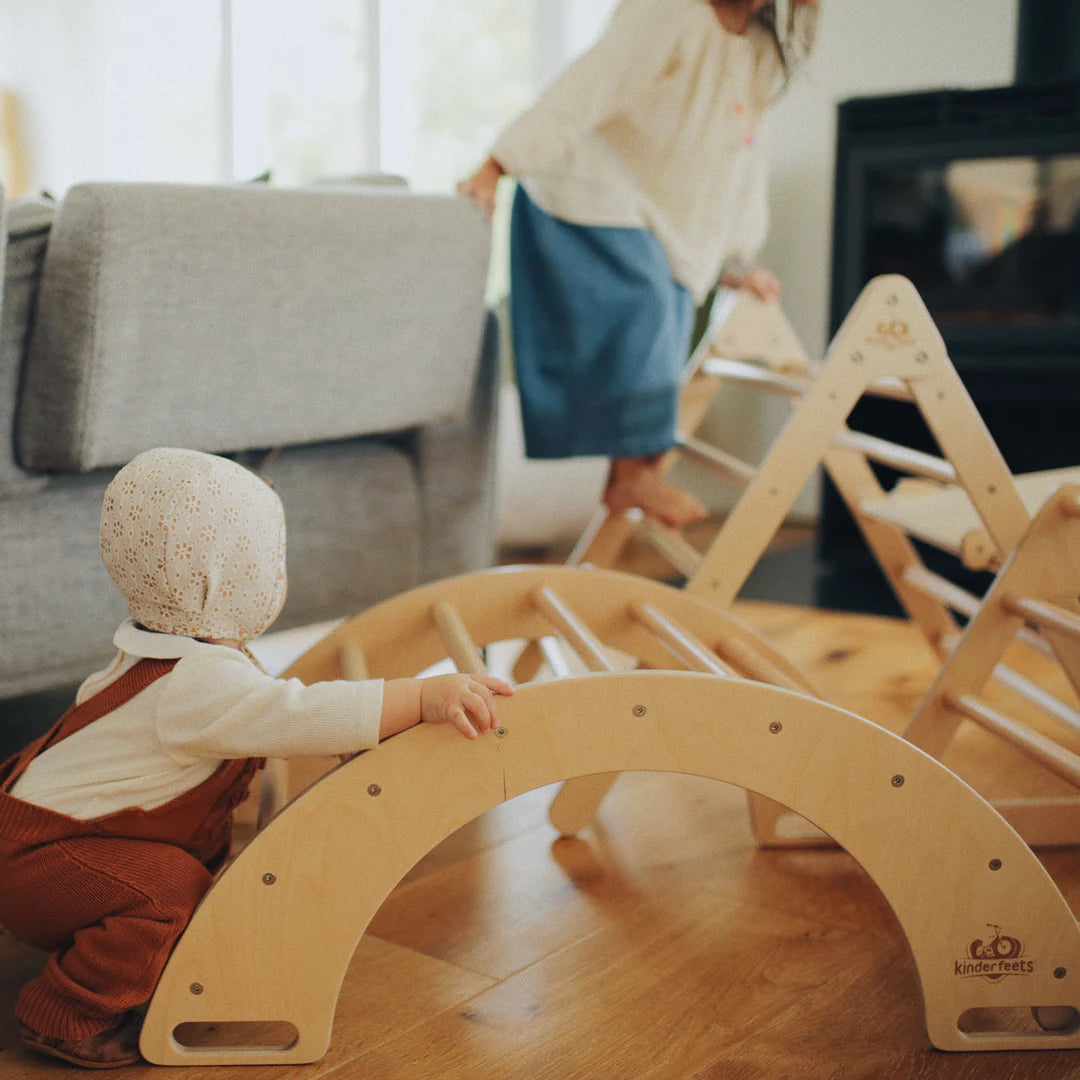 Wooden pikler rocking & climbing arch