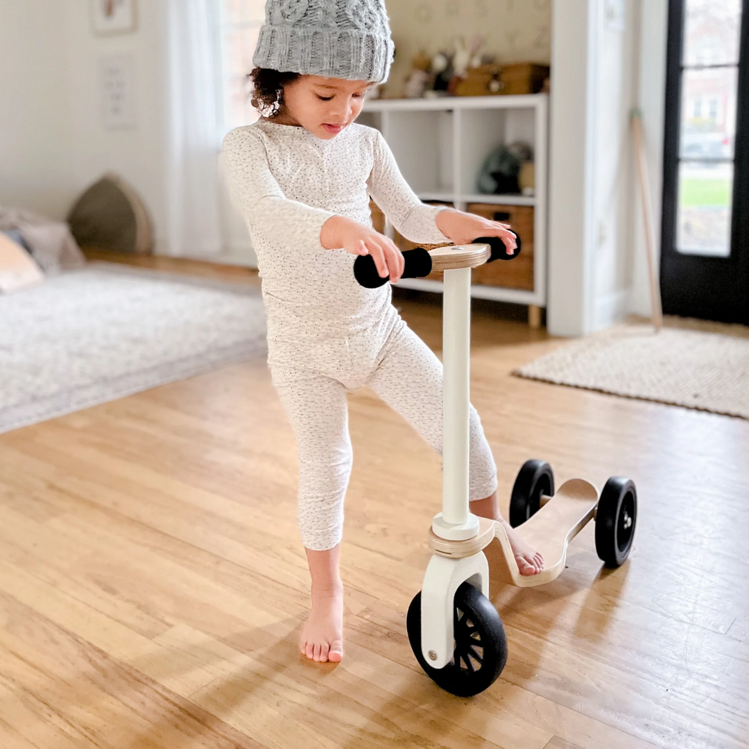 Kinder wooden kids scooter-White