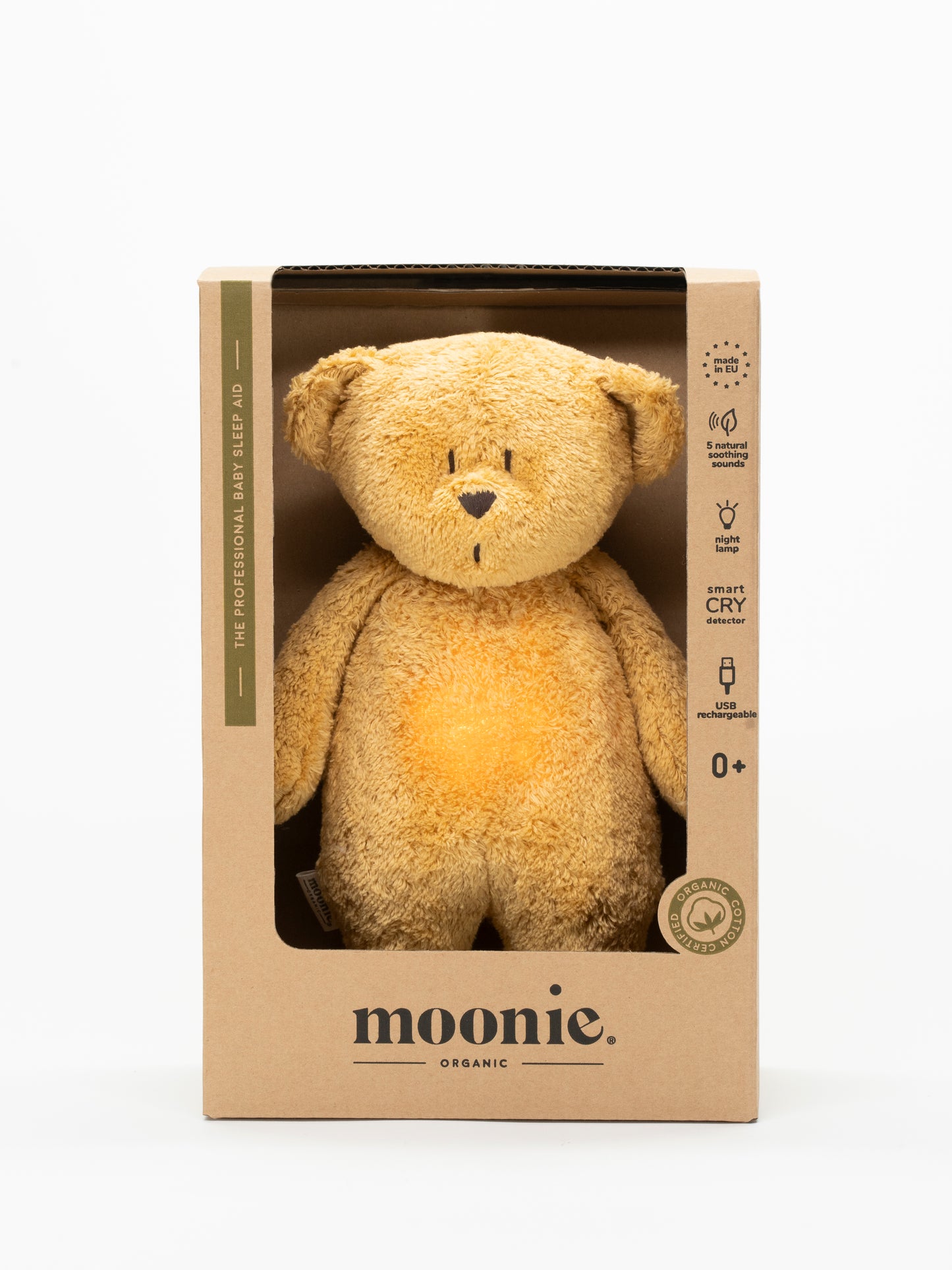 Organic humming bear soft toy and lamp- Honey