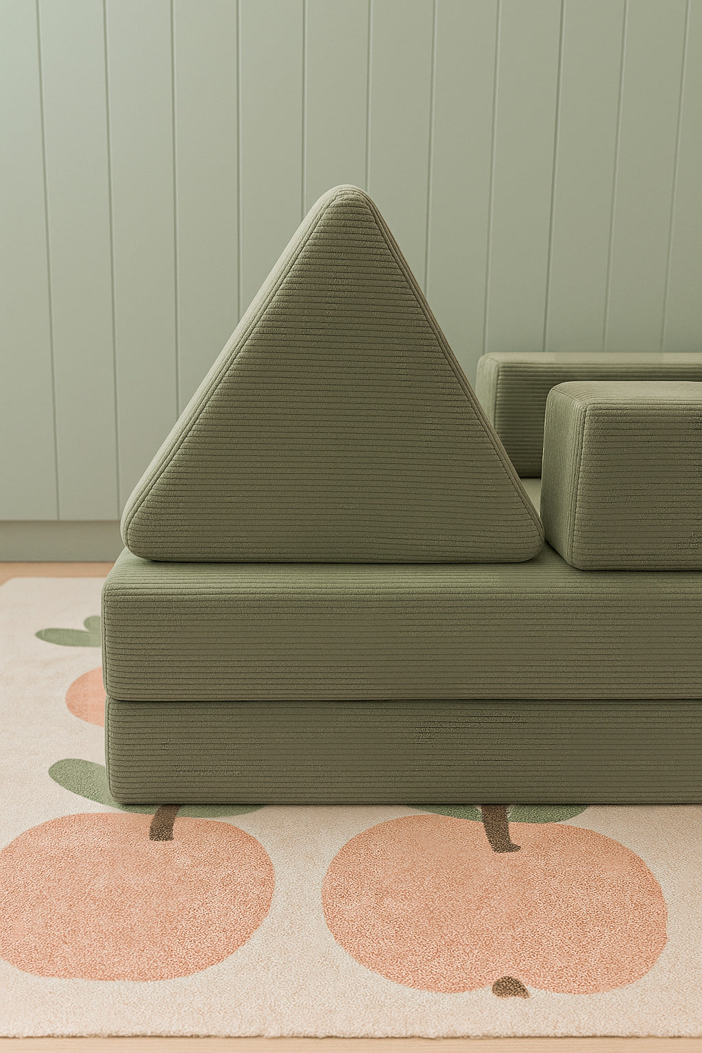 Corduroy kids play sofa circle bundle- Olive Green