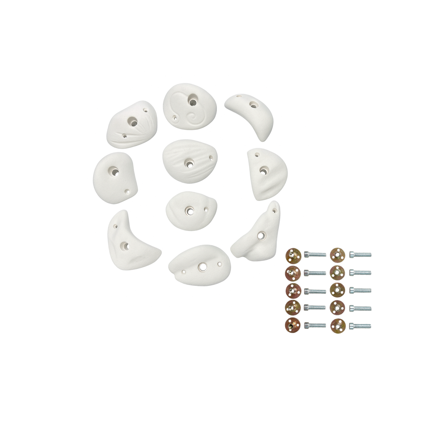 Durable resin rock climbing holds - 10 pieces set
