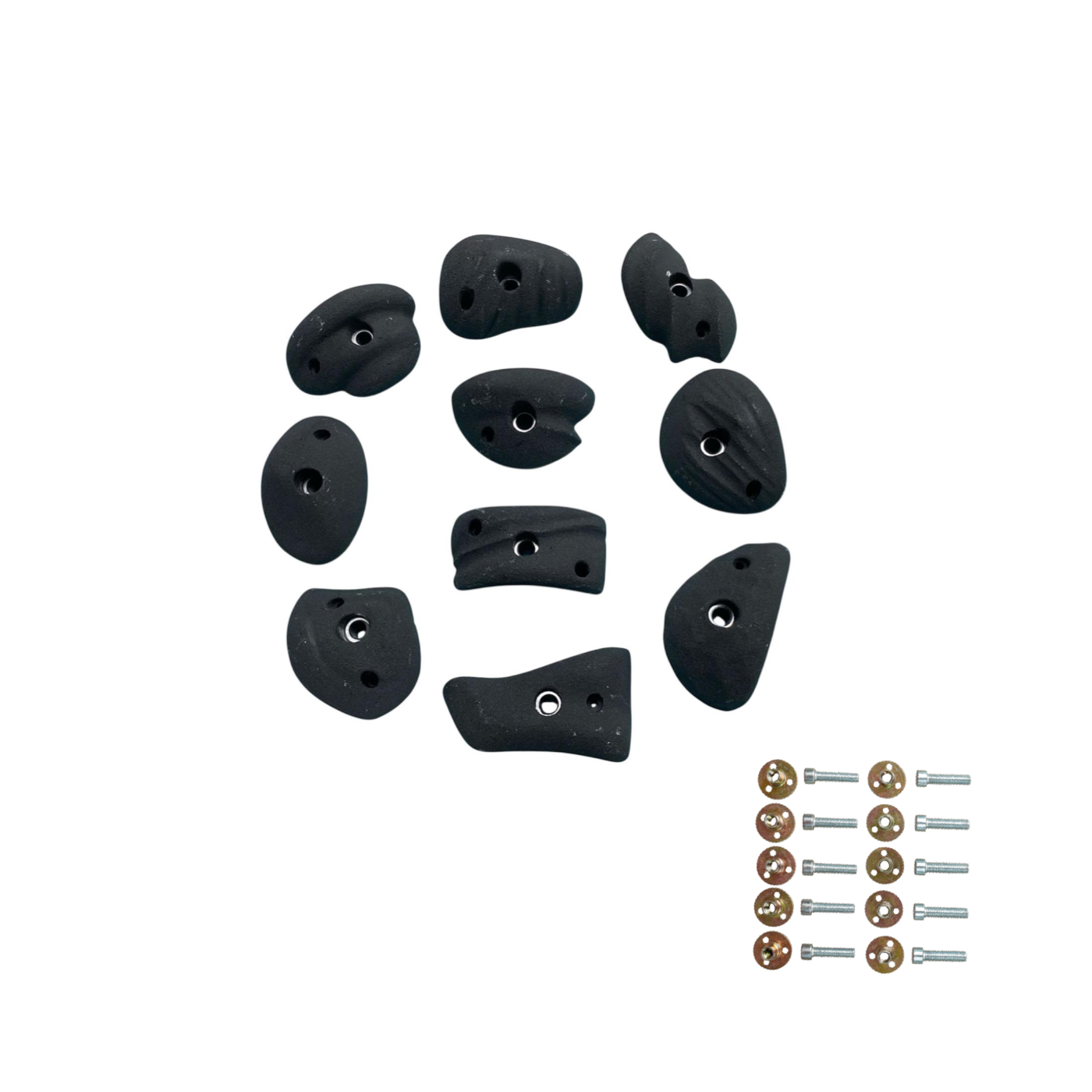 Durable resin rock climbing holds - 10 pieces set