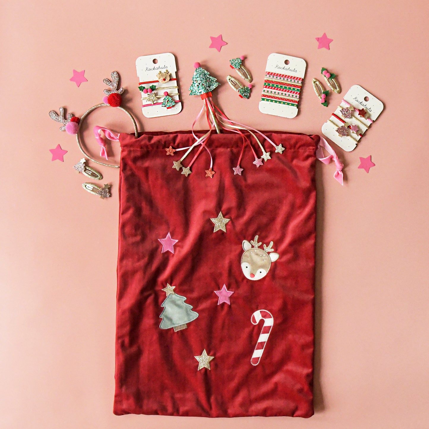 Jolly glitter Christmas tree ponies hair ties