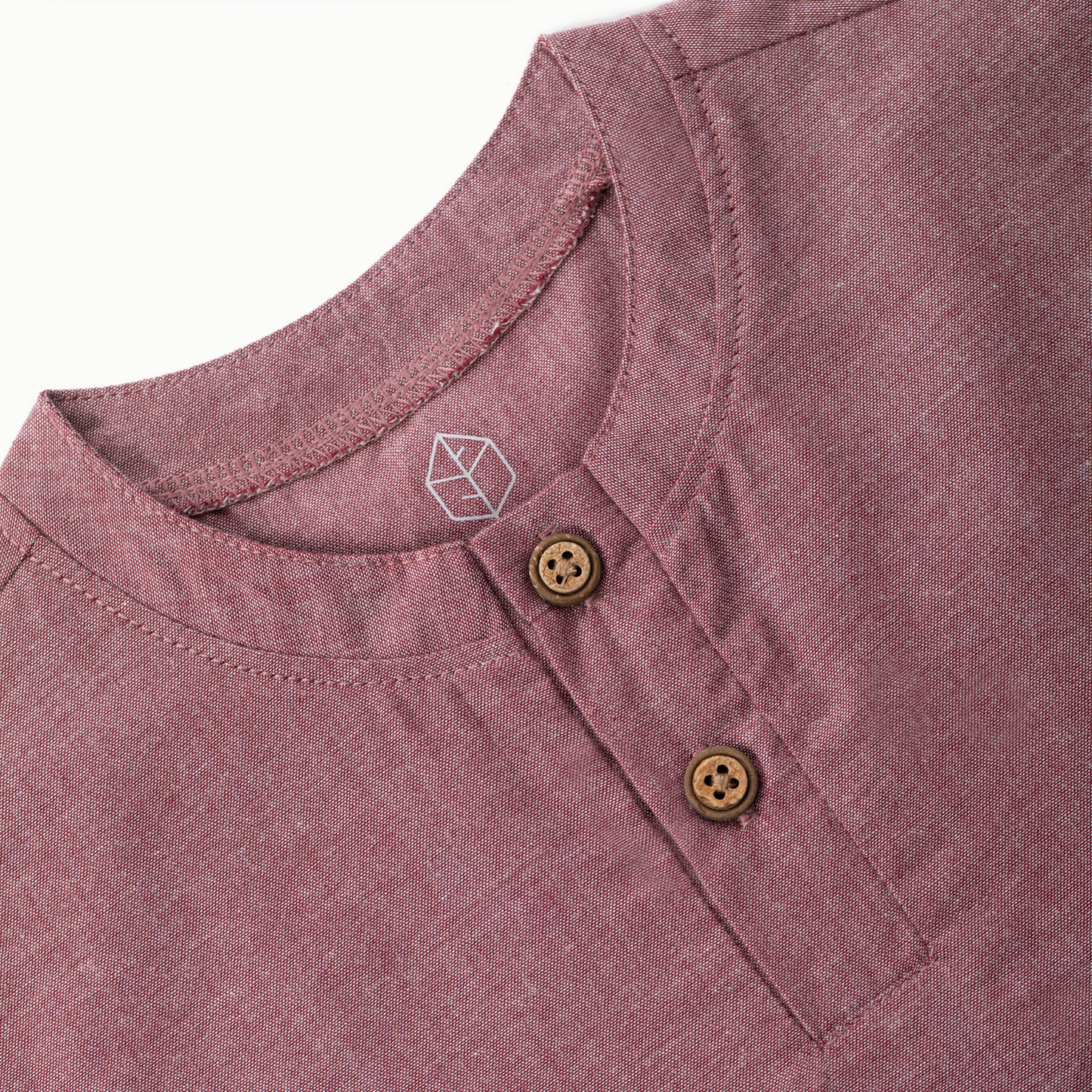 Oak Henley cotton t-shirt- Canyon Clay