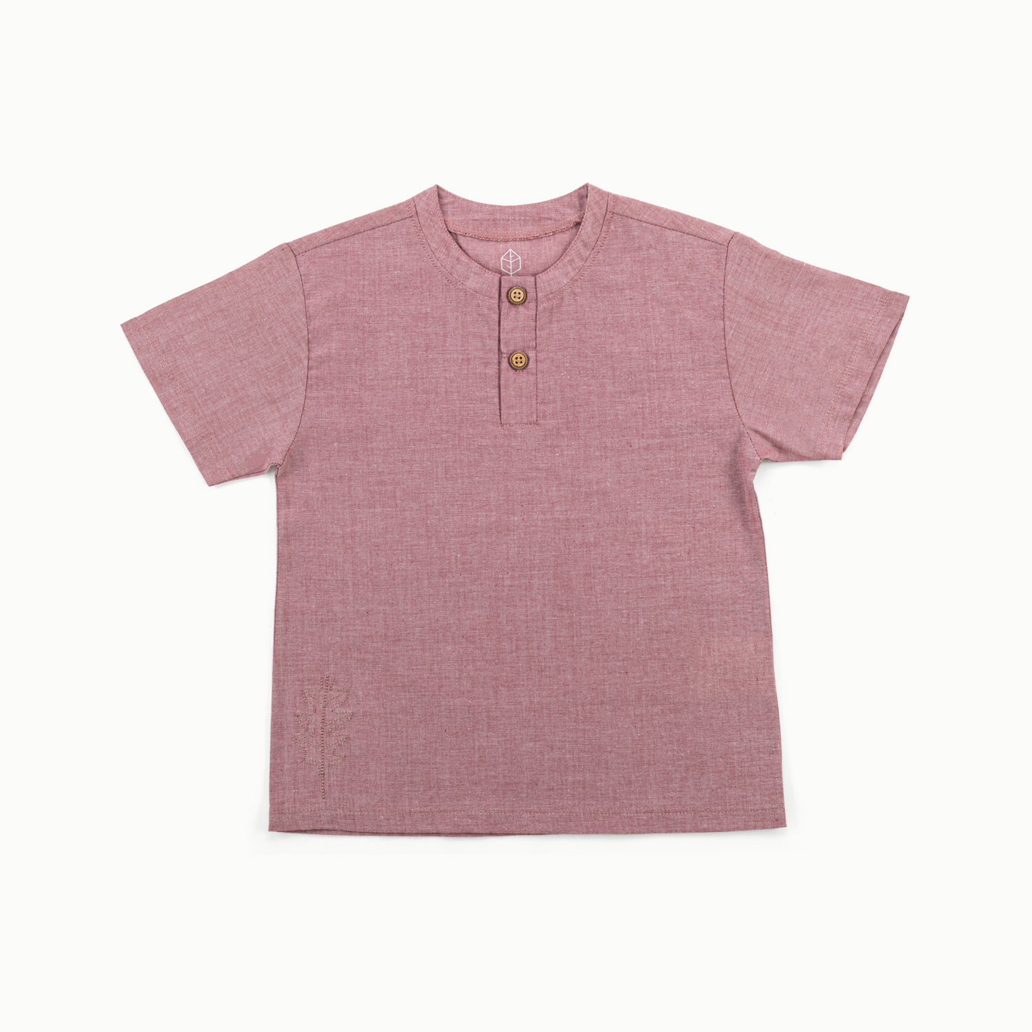 Oak Henley cotton t-shirt- Canyon Clay