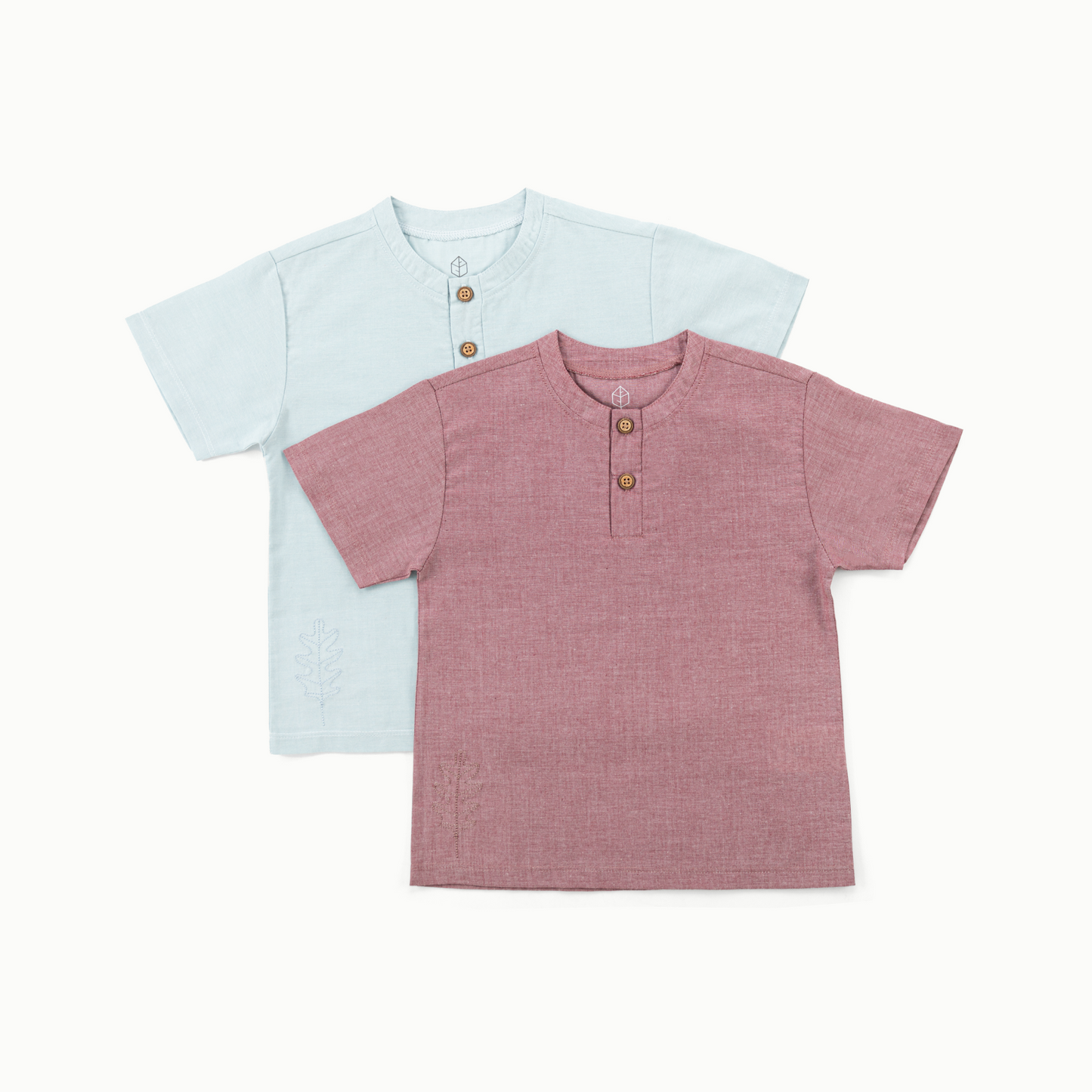 Oak Henley cotton t-shirt- Canyon Clay