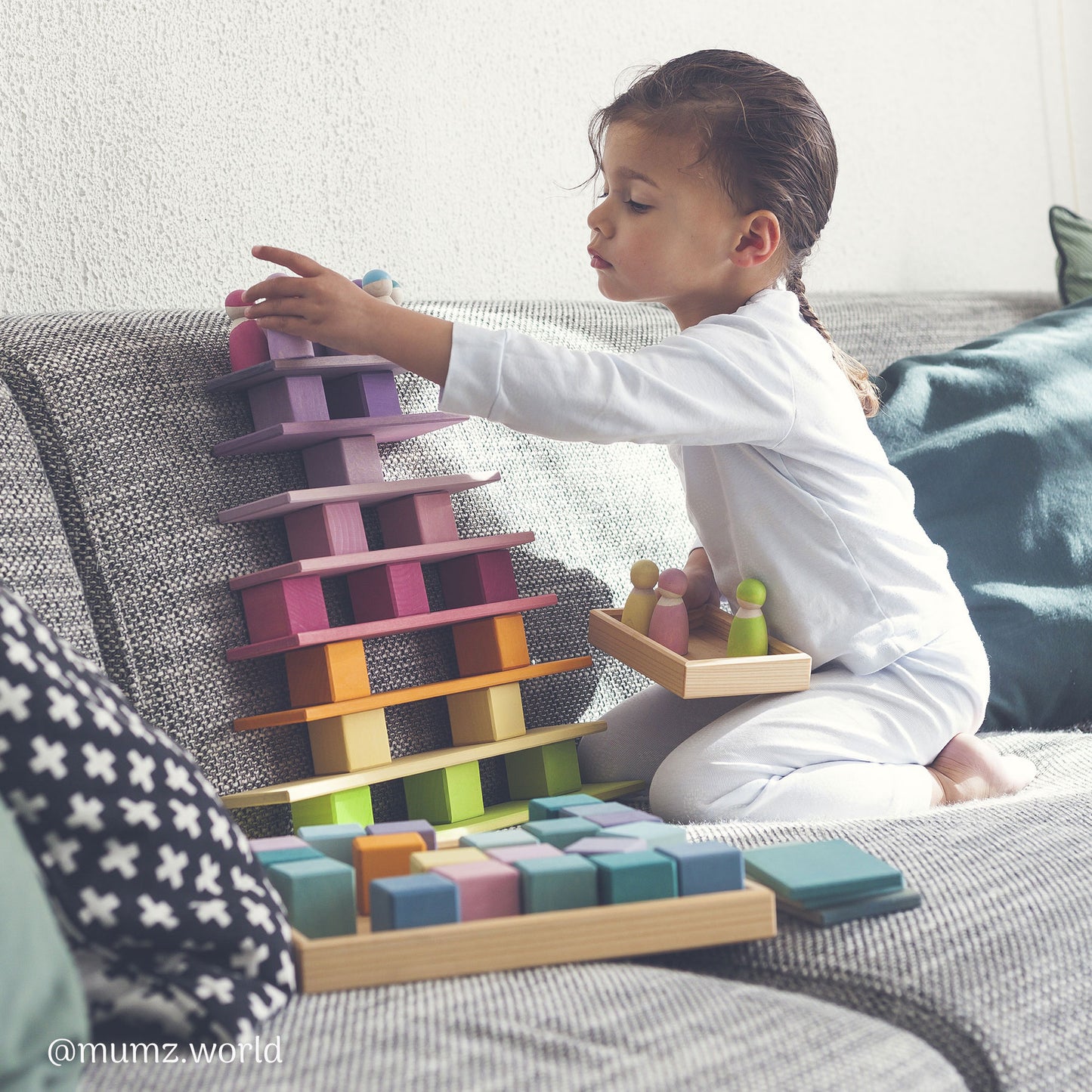 Grimm's wooden building boards- Pastel