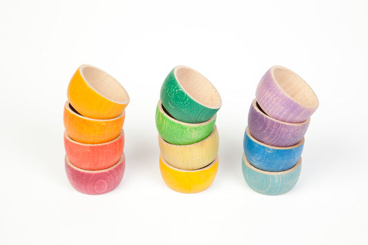 Wooden set of 12 small play bowls