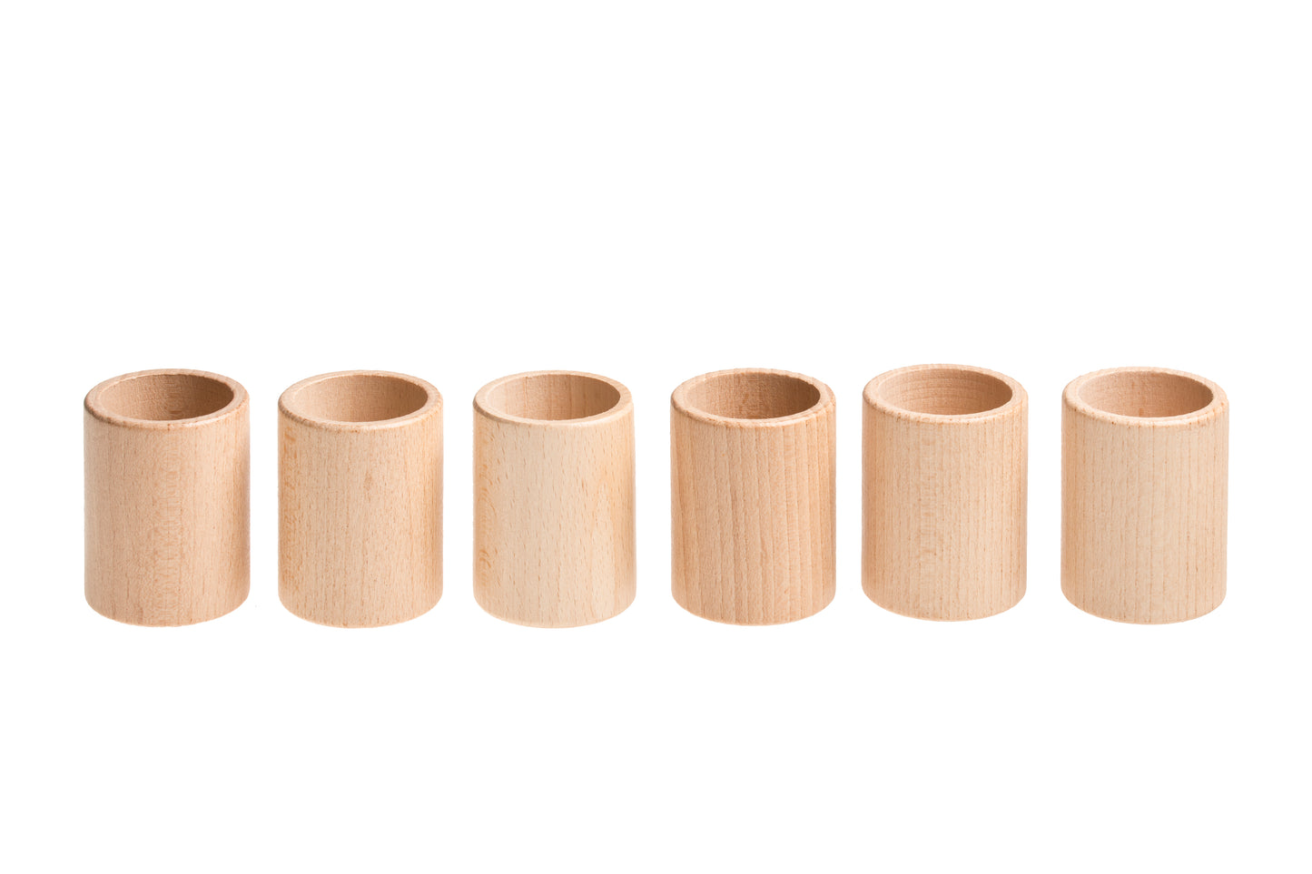 Playing cups natural wood x 6