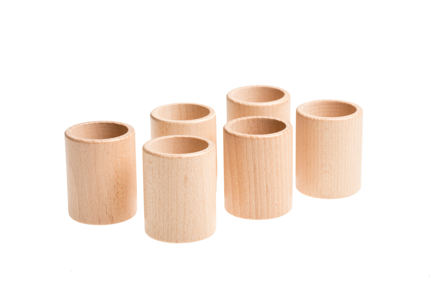 Playing cups natural wood x 6
