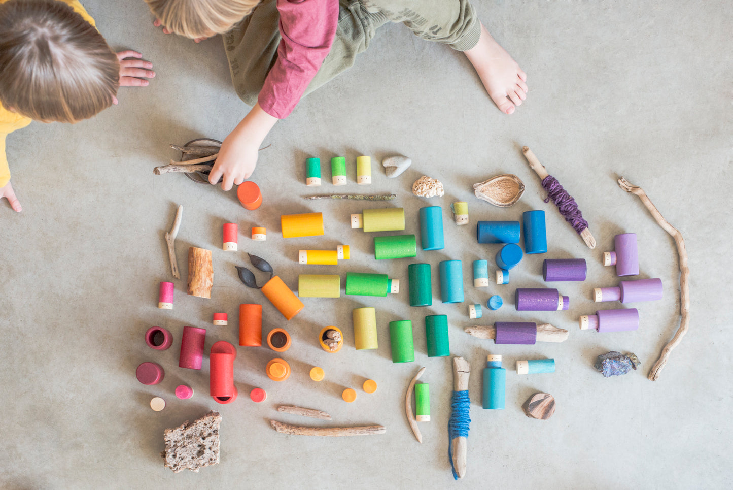 Wooden Lola coloured rainbow loose parts play set