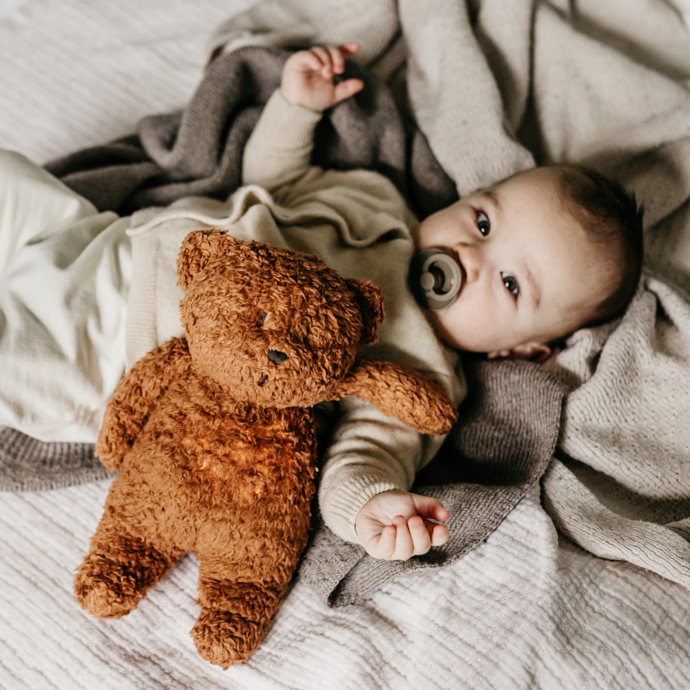 Organic humming bear soft toy and lamp - Caramel