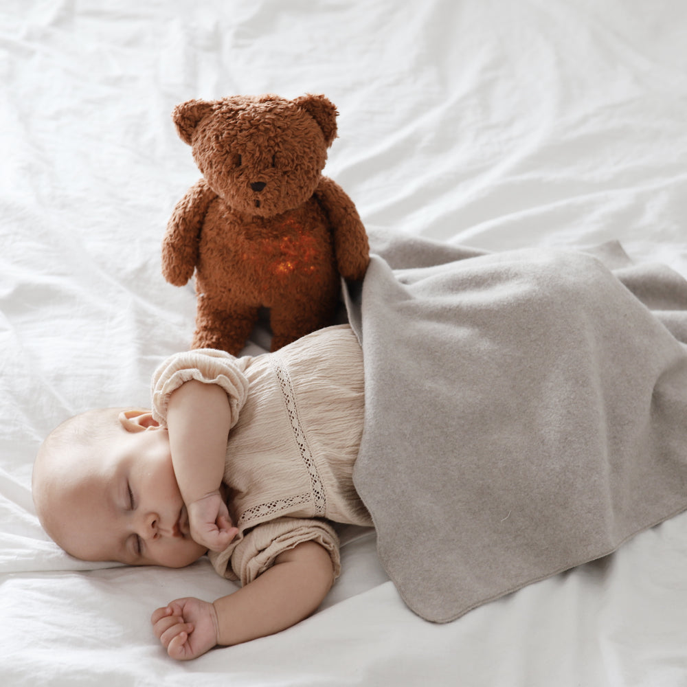Organic humming bear soft toy and lamp - Caramel