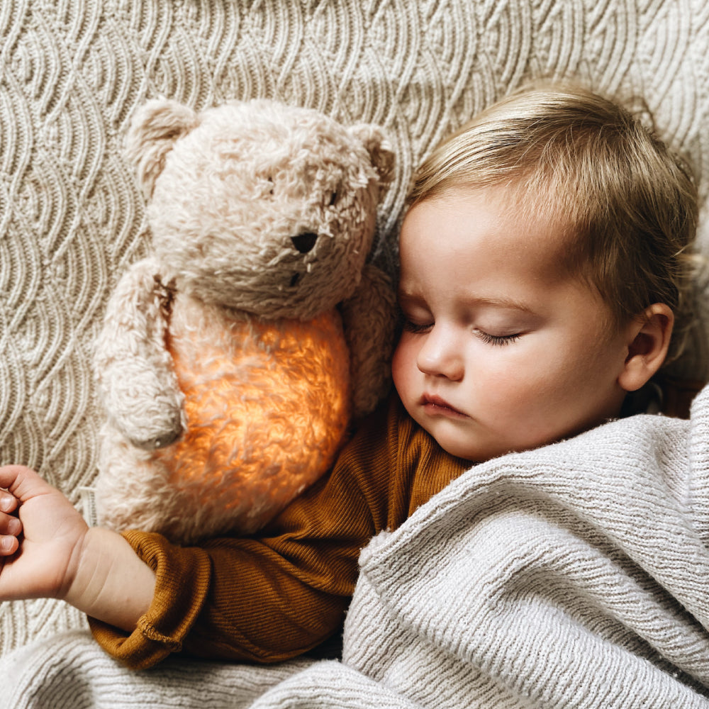 Organic humming bear soft toy and lamp- Sand