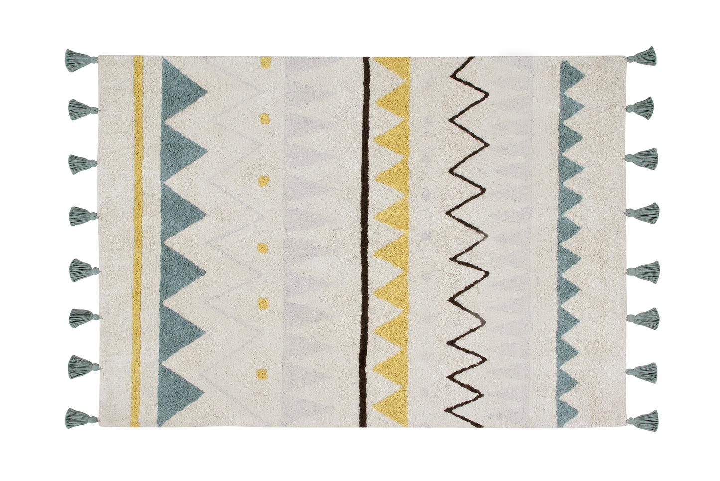 Azteca washable kids rug- Vintage Blue