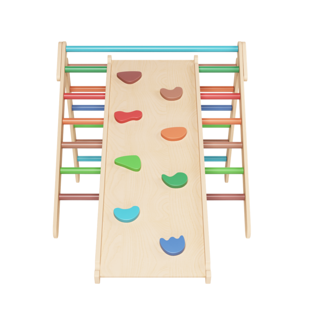Large climbing foldable triangle with duo board- Rainbow
