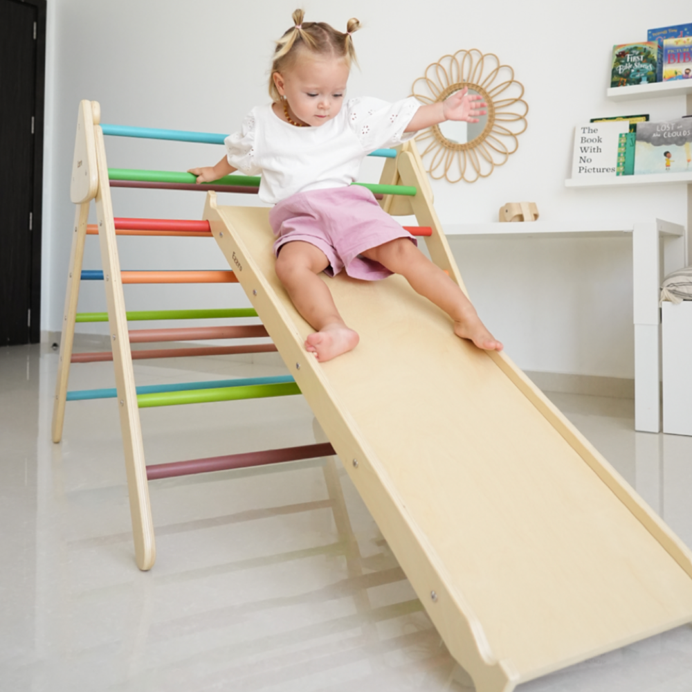 Large climbing foldable triangle with duo board- Rainbow