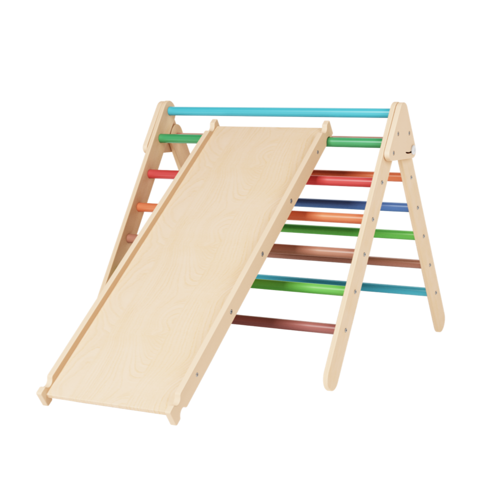 Large climbing foldable triangle with duo board- Rainbow