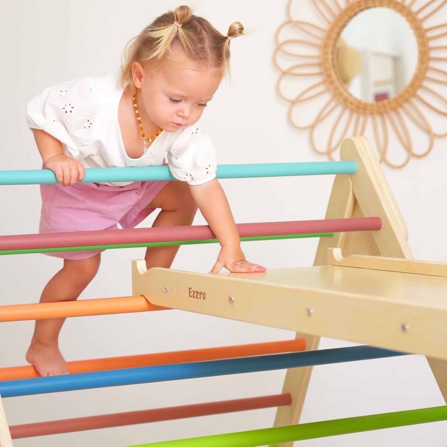 Large climbing foldable triangle with duo board- Rainbow