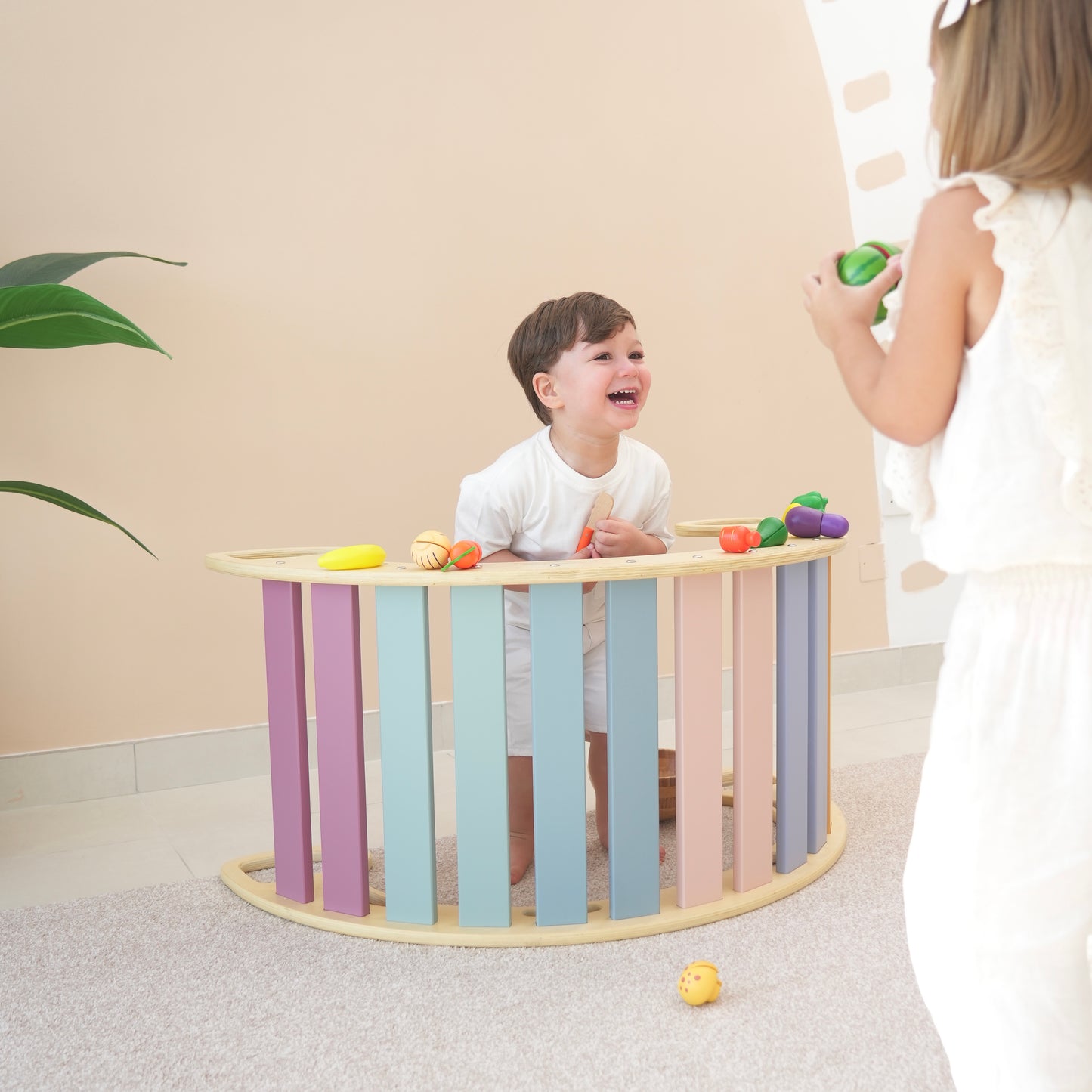 Large toddler wooden climbing set - Multicolour