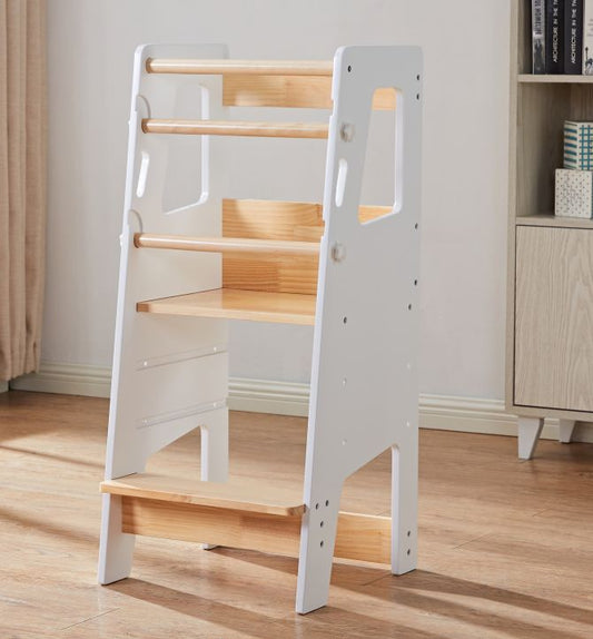 Easy step wooden learning tower-White