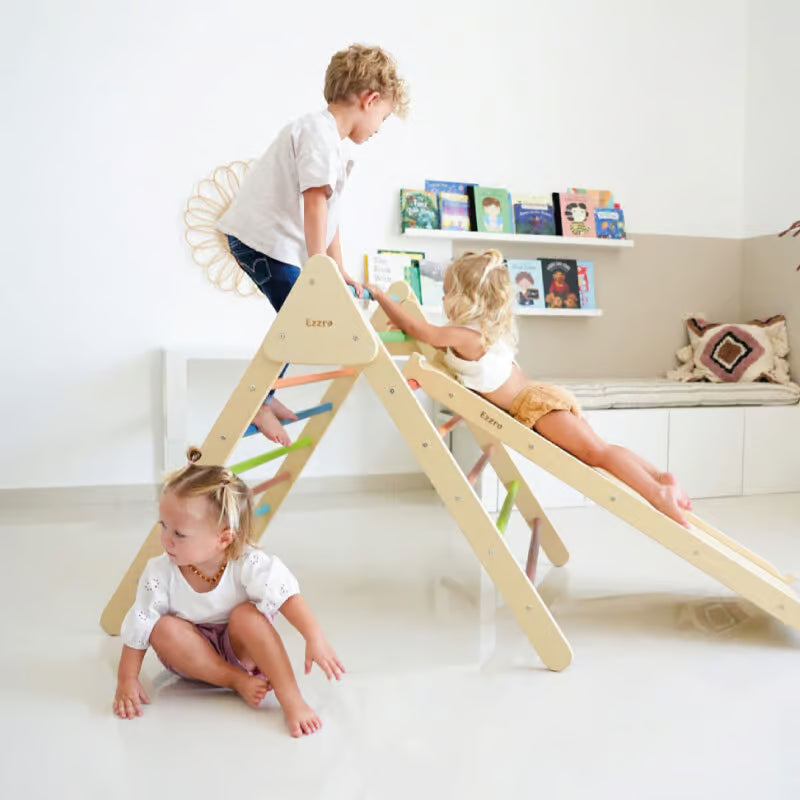 Large toddler wooden climbing set - Rainbow