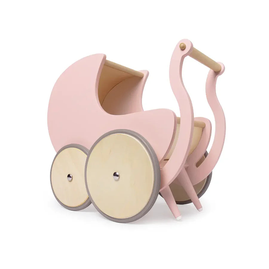 Wooden pram 2-in-1 walker toy- Pink