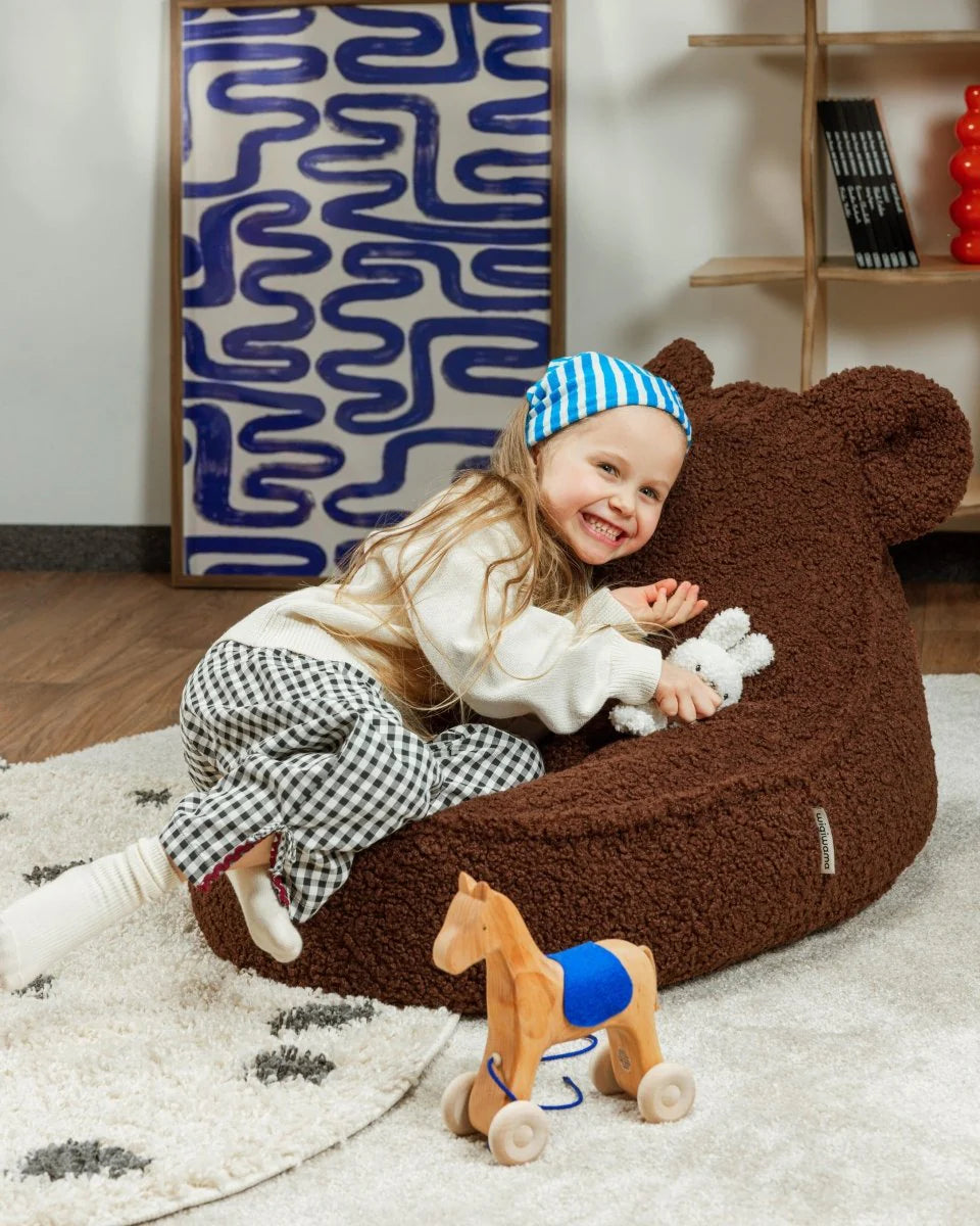 Wigiwama teddy fabric bear beanbag chair- Warm Hazel