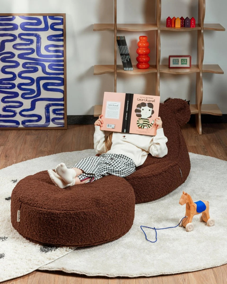 Wigiwama teddy fabric round ottoman- Warm Hazel (pre-order)