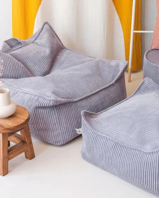 Wigiwama corduroy square ottoman- Blueberry Blue (pre-order)