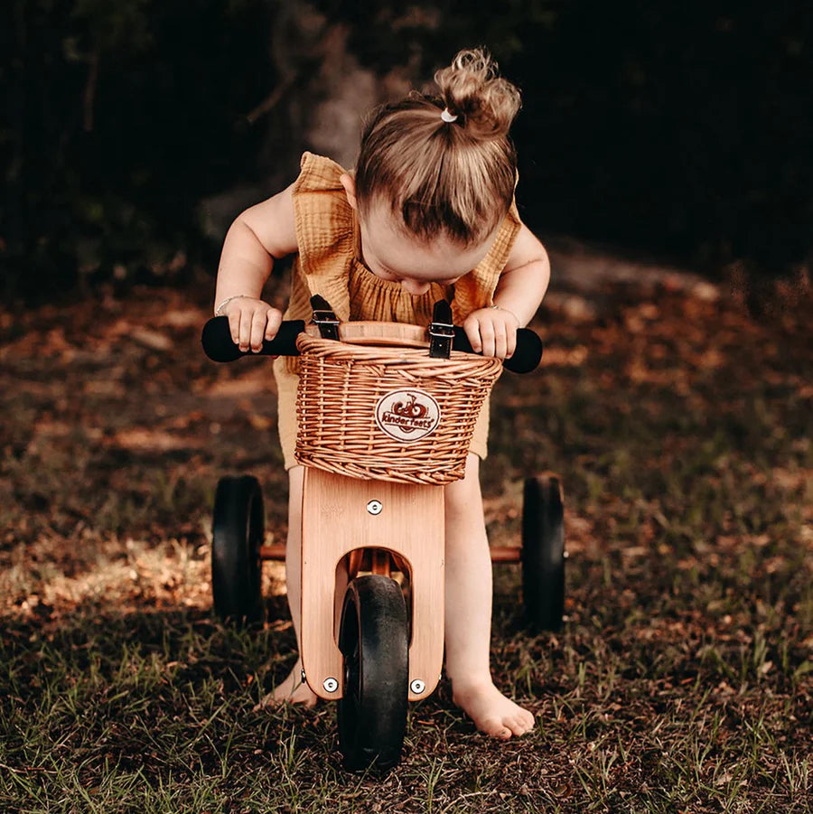 Wicker kids bike basket