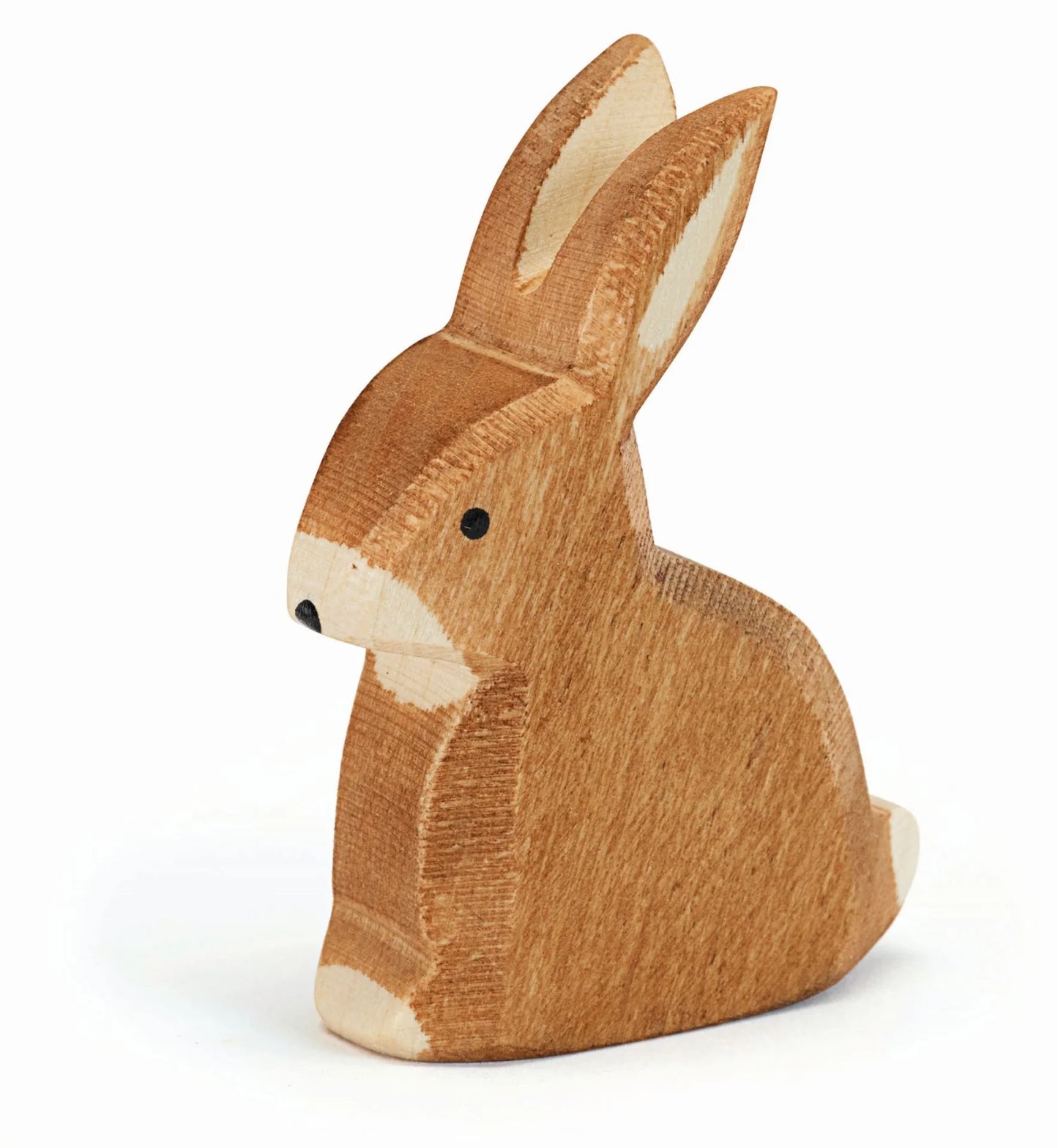 Wooden rabbit sitting figurine