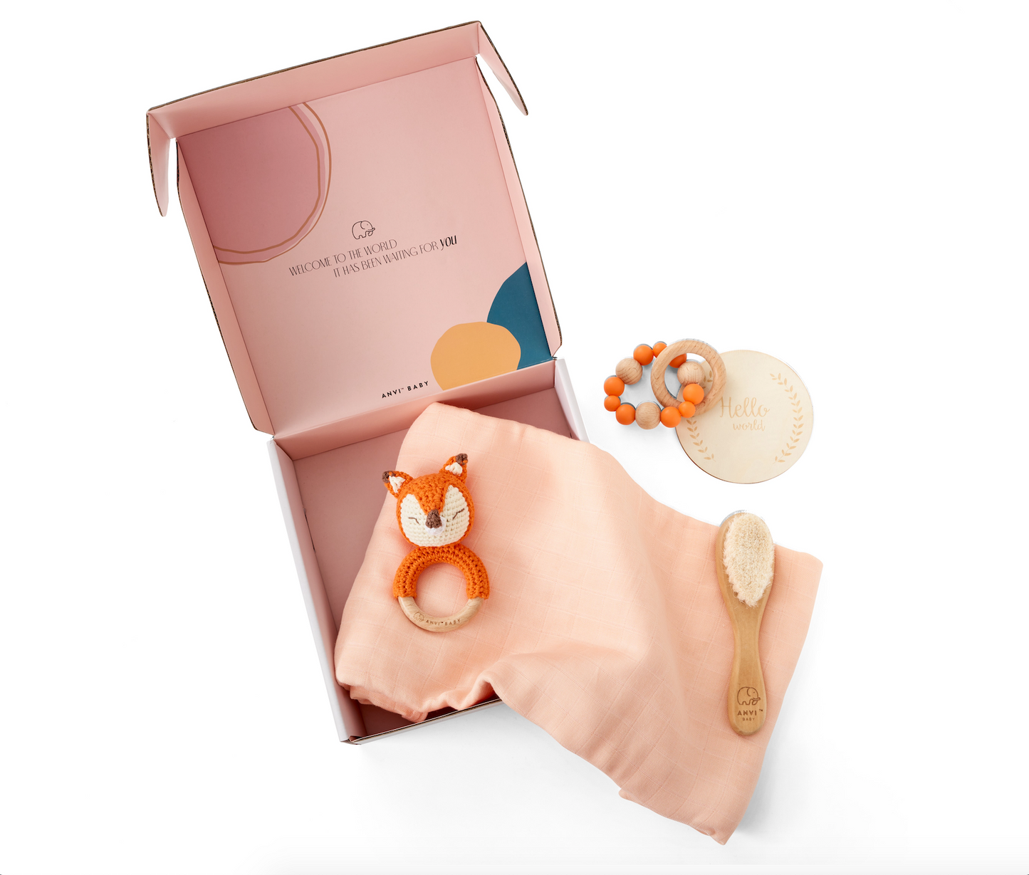 New born baby 5 pieces gift box- Fox