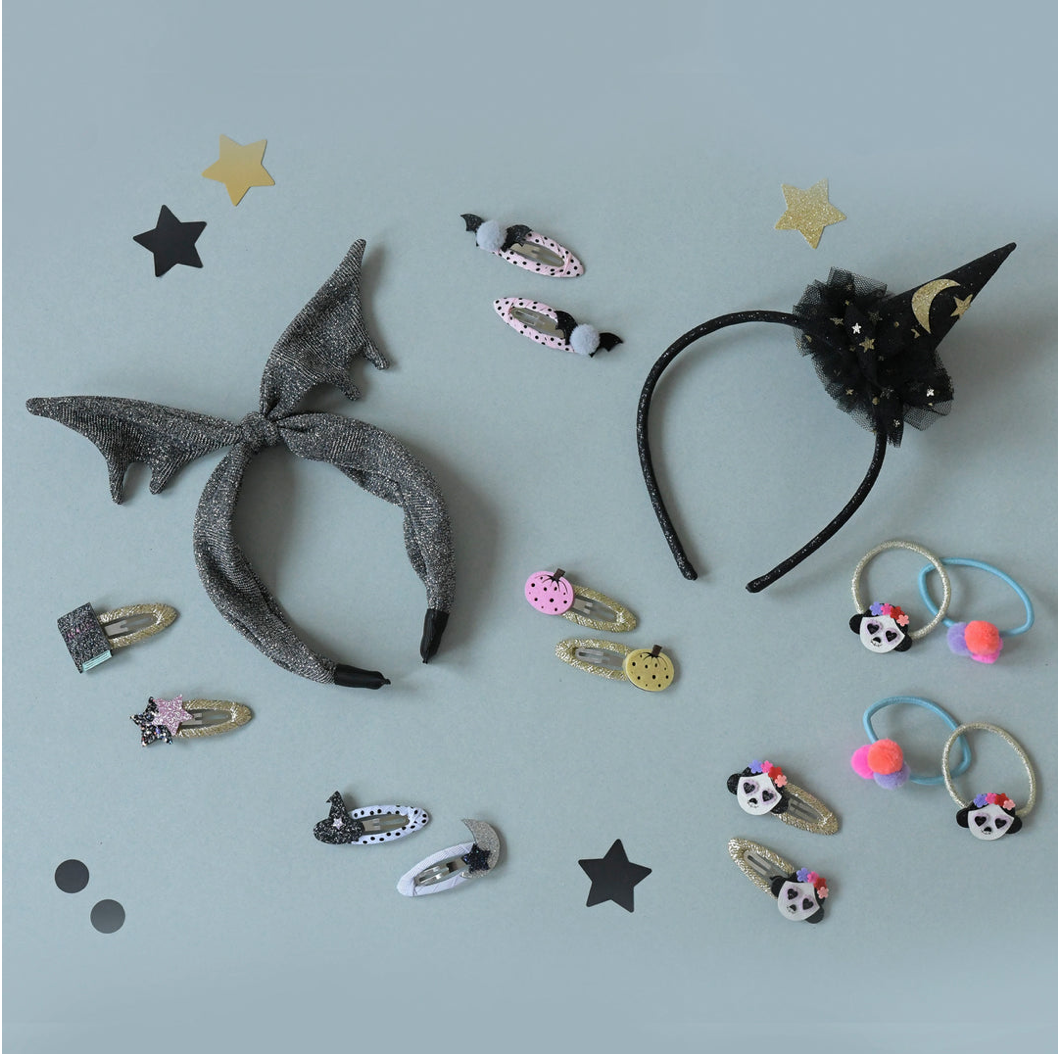 Halloween shimmer bat tie headband