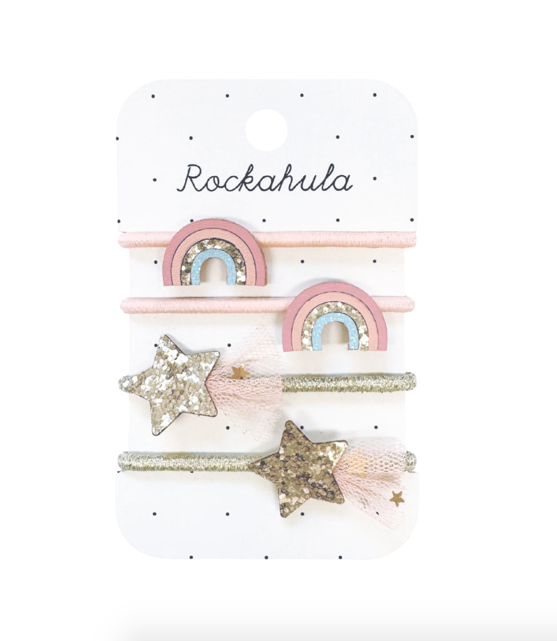Shimmer rainbow star ponies hair ties