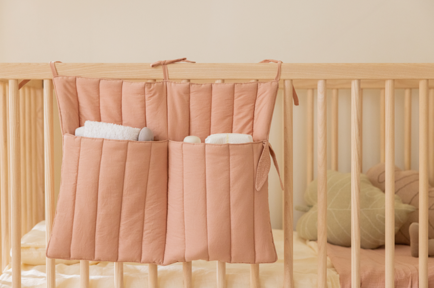 Crib pocket hanger storage- Vintage Nude